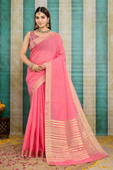 Pink Cotton Weaving Saree – Elegant Everyday Comfort