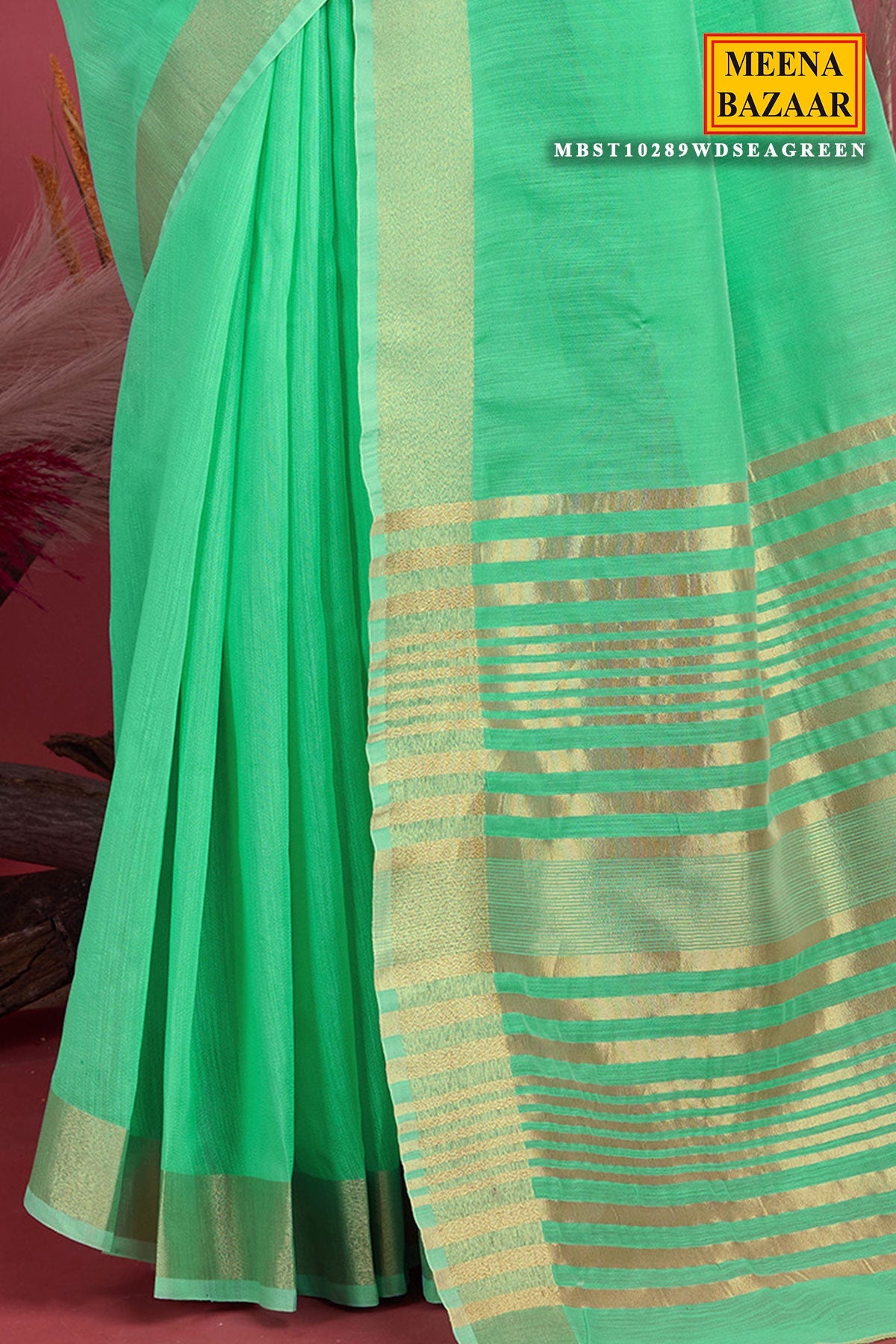 Sea Green Cotton Weaving Saree – Elegant Everyday Comfort