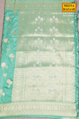 Sea Green Silk Saree with Elegant Weaving Buti