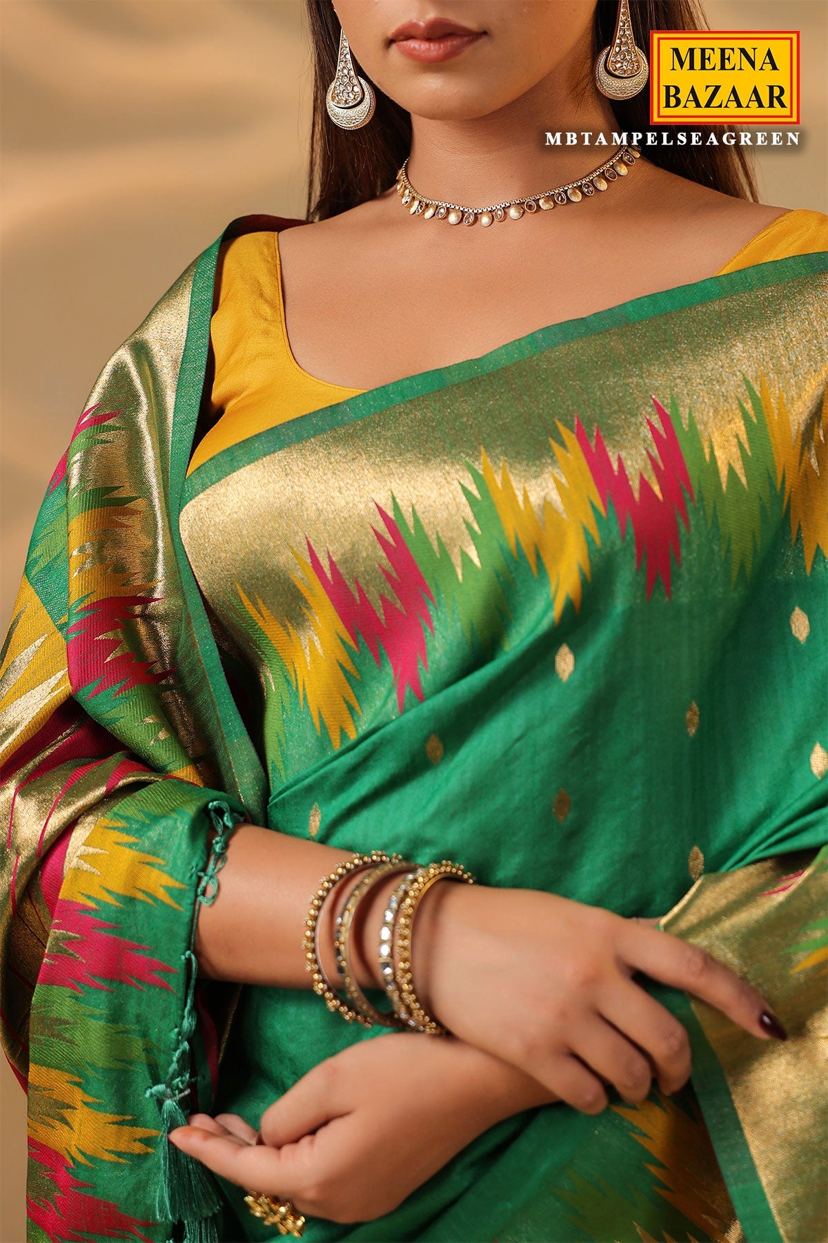 Sea Green Silk Woven Saree – Elegant Handwoven Design