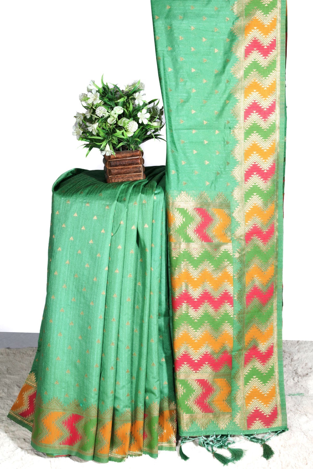 Sea Green Silk Weaving Saree