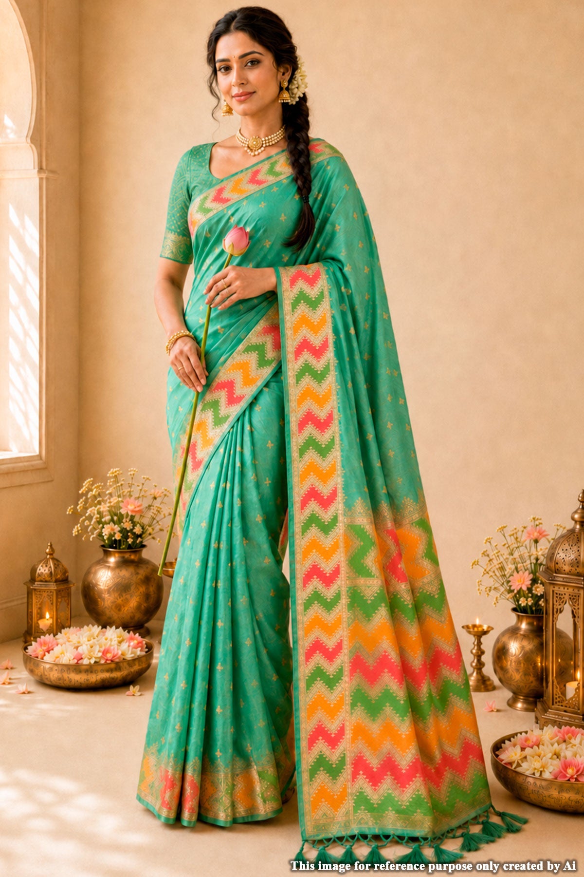 Sea Green Silk Weaving Saree