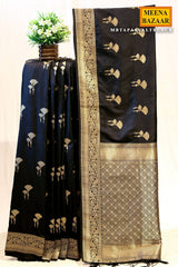 Tapasya Black Silk Weaving Saree
