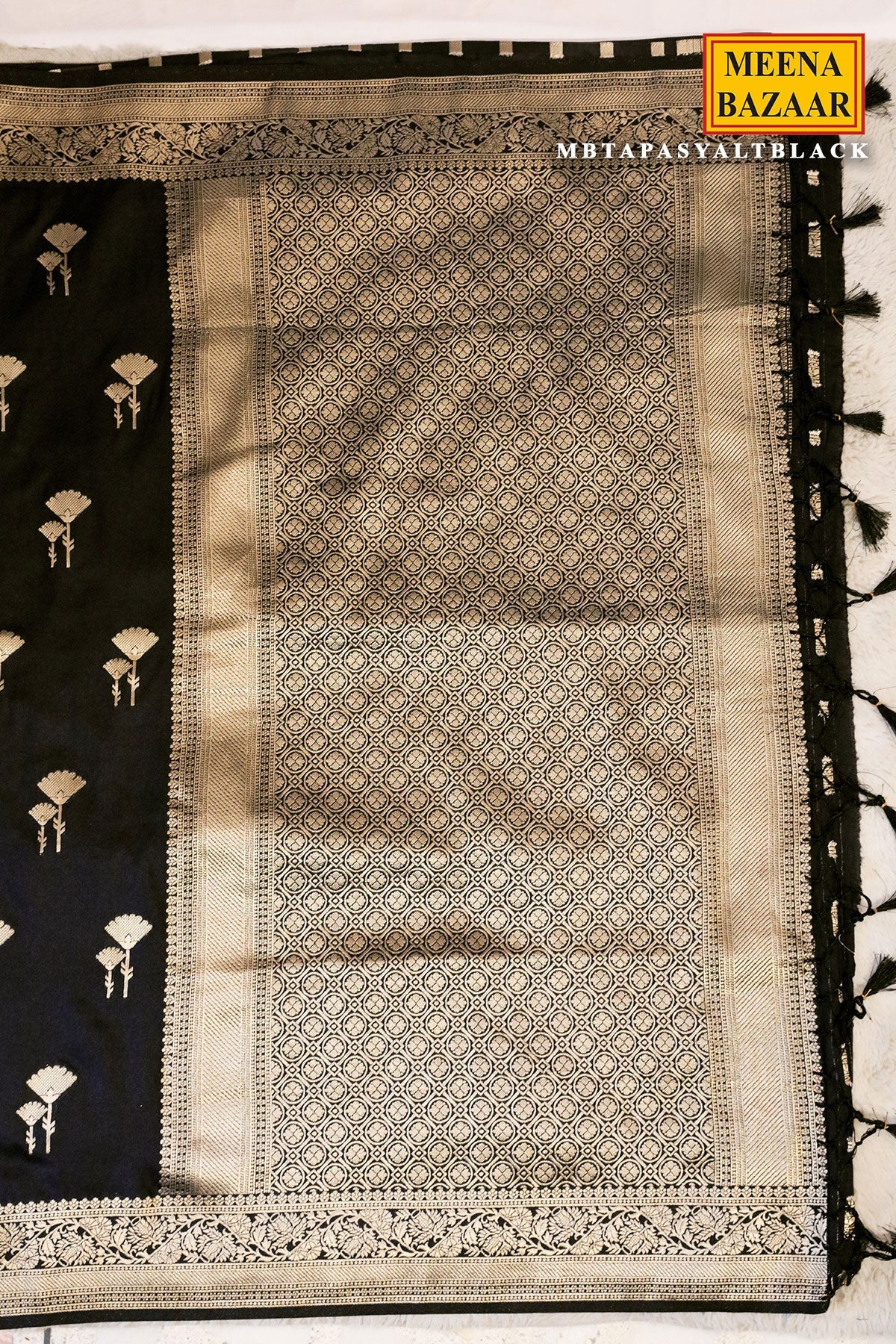 Tapasya Black Silk Weaving Saree
