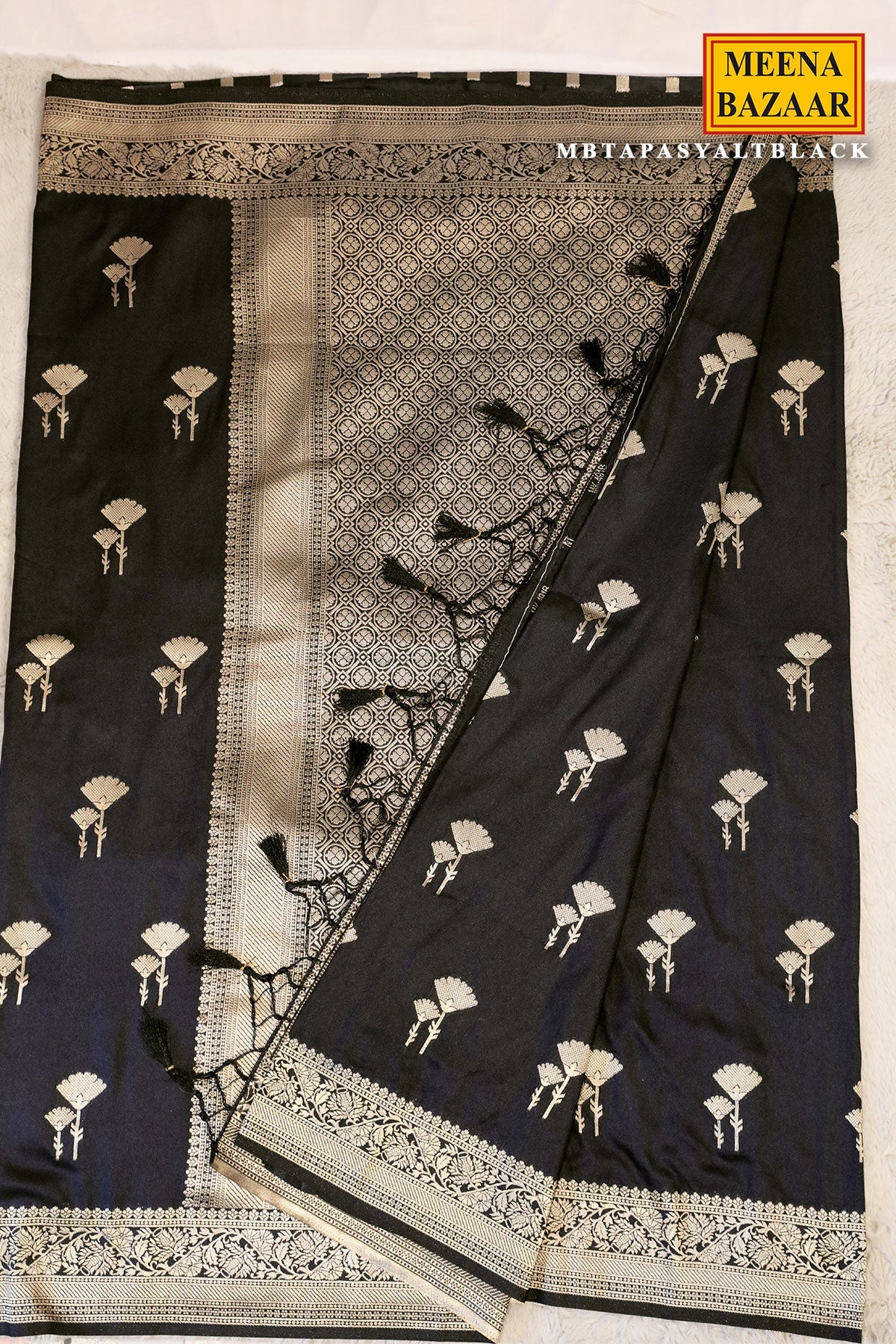 Tapasya Black Silk Weaving Saree
