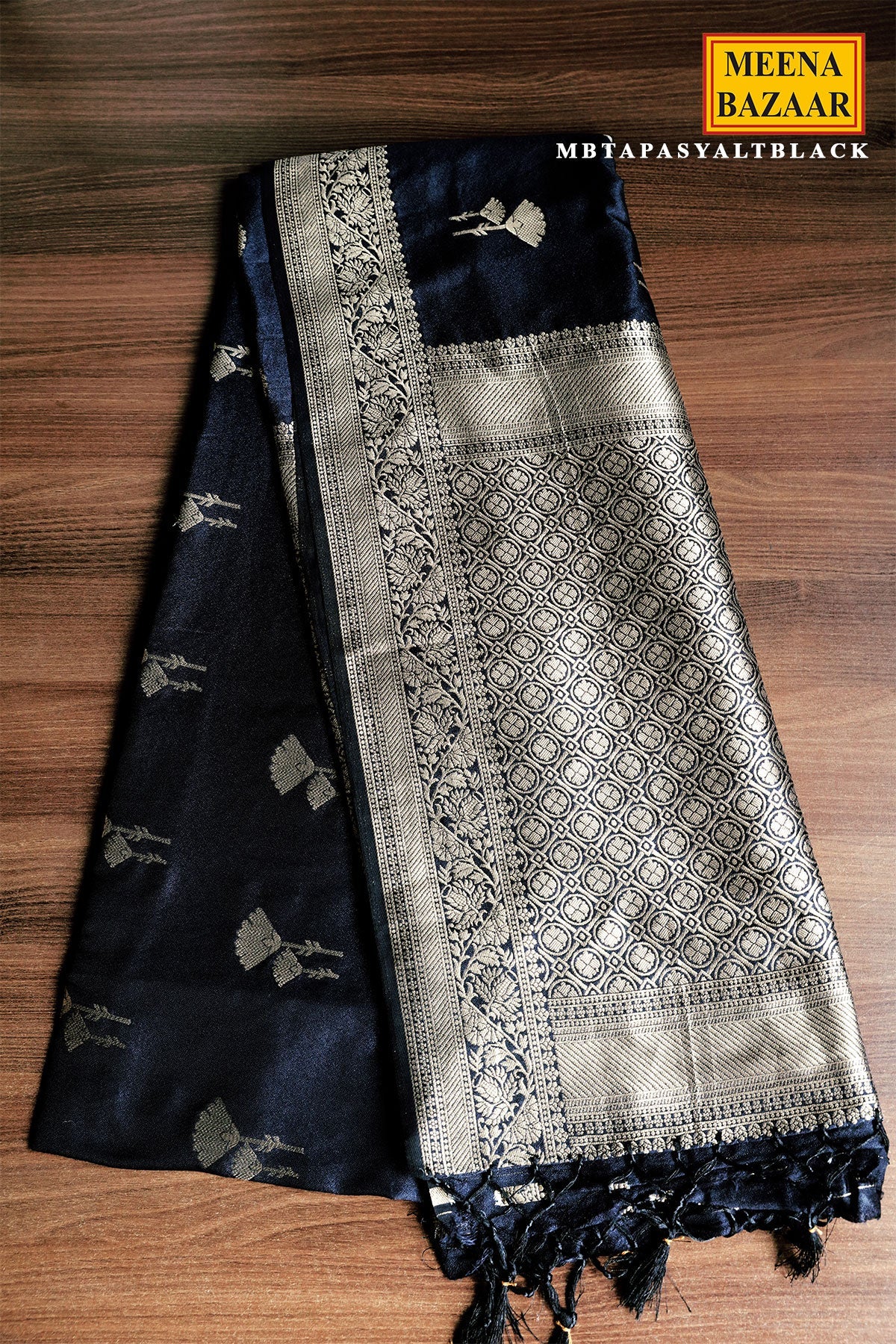Tapasya Black Silk Weaving Saree