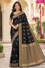 Tapasya Black Silk Weaving Saree