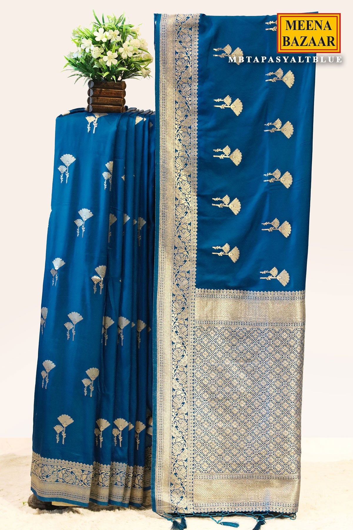 Tapasya Blue Silk Weaving Saree