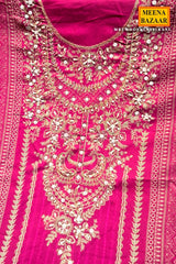 Elegant Rani Pashmina Unstitched Suit with Embroidered Detailing