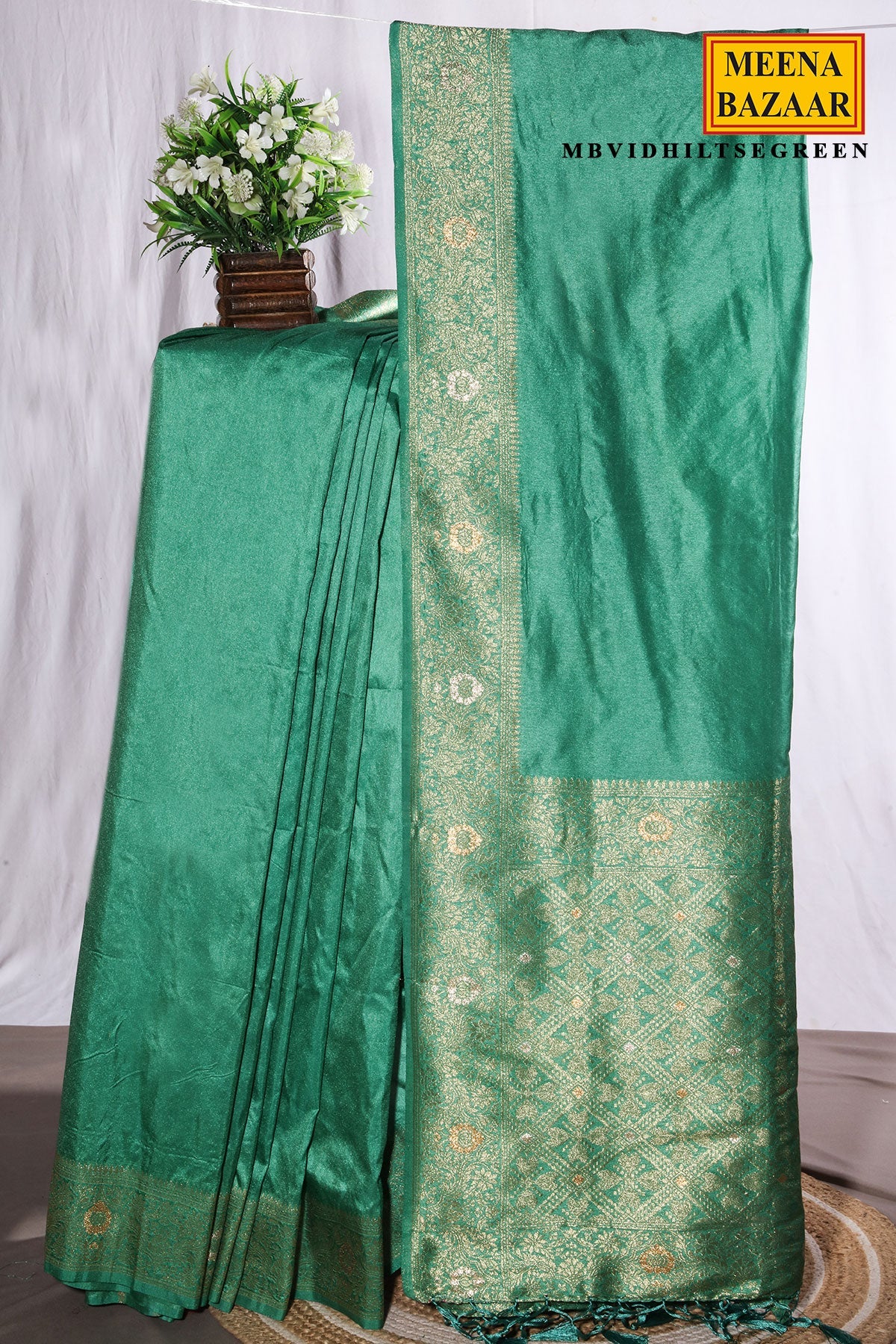 Sea Green Traditional Weaving Silk Saree
