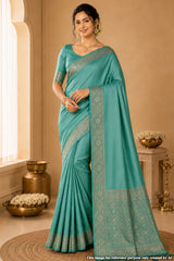 Sea Green Traditional Weaving Silk Saree