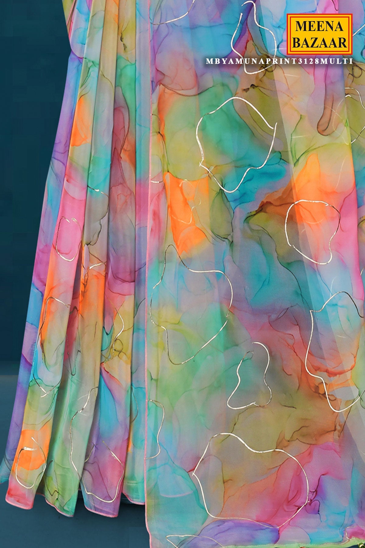 Blue Organza Printed Saree with Stylish Designer Patterns