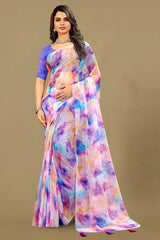 Elegant Mauve Organza Saree with Graceful Printed Design