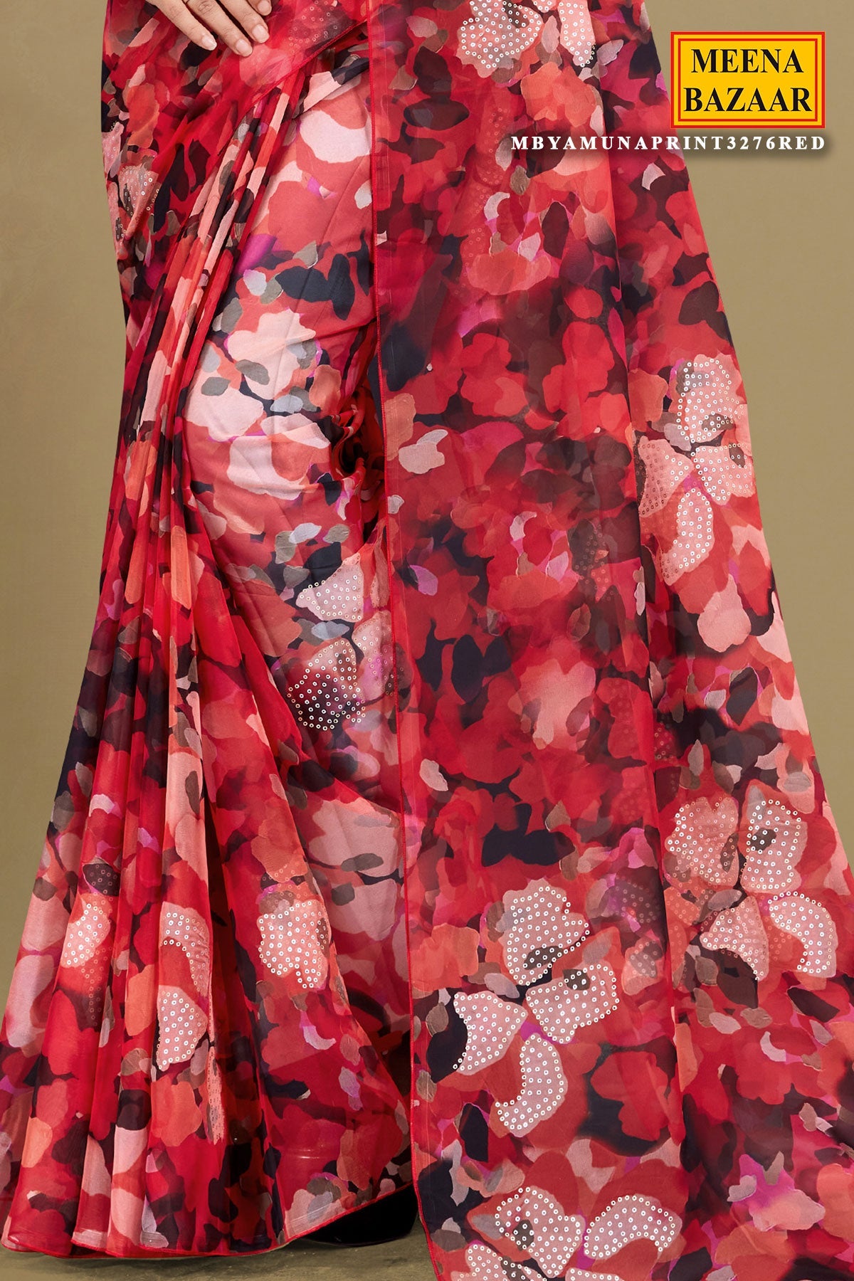 Elegant Red Organza Saree