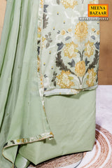 Pista Cotton Unstitched Suit with Elegant Embroidery