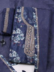 Grey Crepe Embroidered Unstitched Suit Set